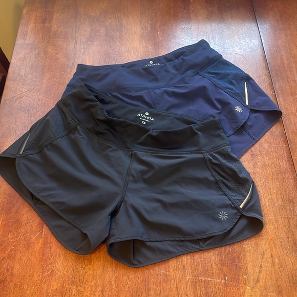 Athleta Pants - 2 pair Athleta track this run short, navy blue/blk